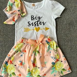 Big sister shirt with skirt and headband
